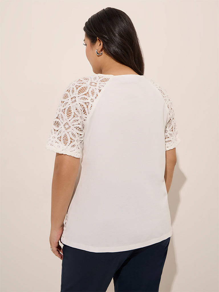 Gia White Floral Lace-Design Top - Image 4