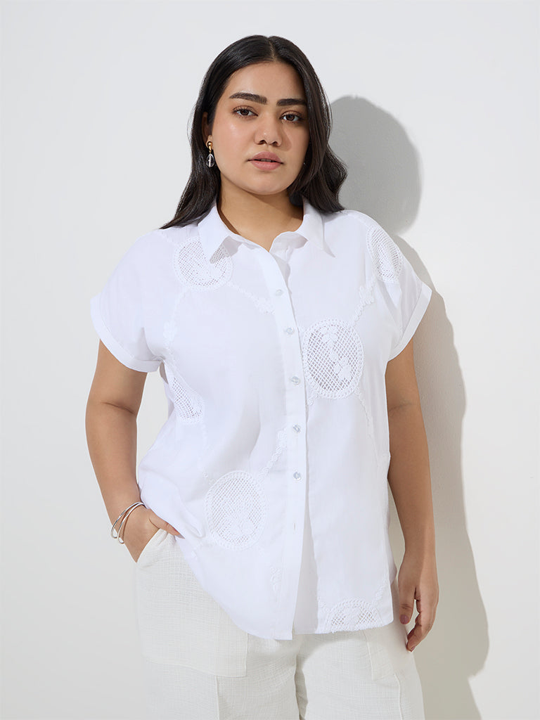 Gia White Embroidered Cotton Shirt