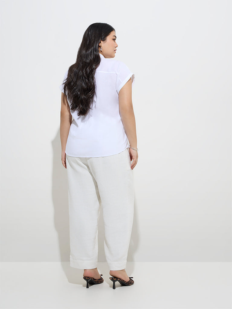 Gia White Embroidered Cotton Shirt - Image 4