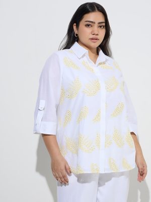 Gia White Embroidered Cotton Shirt