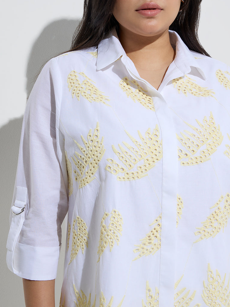 Gia White Embroidered Cotton Shirt - Image 2
