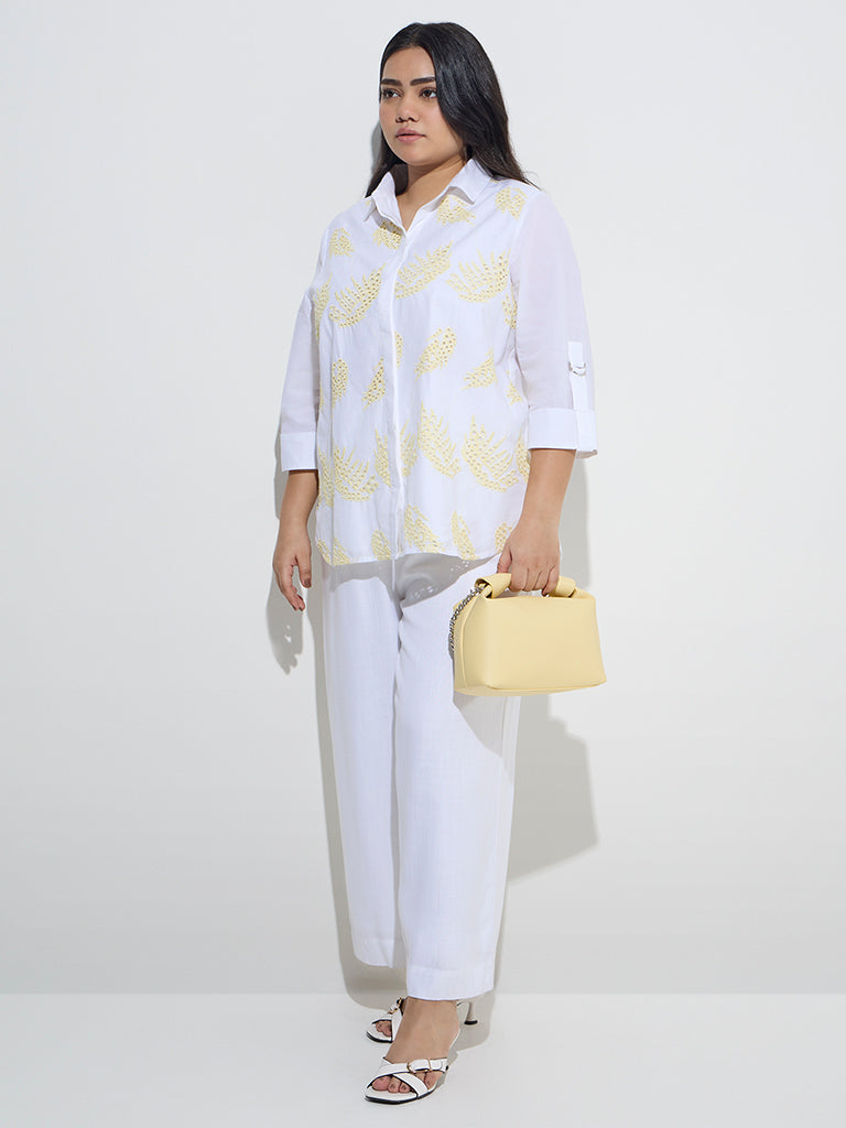 Gia White Embroidered Cotton Shirt - Image 3