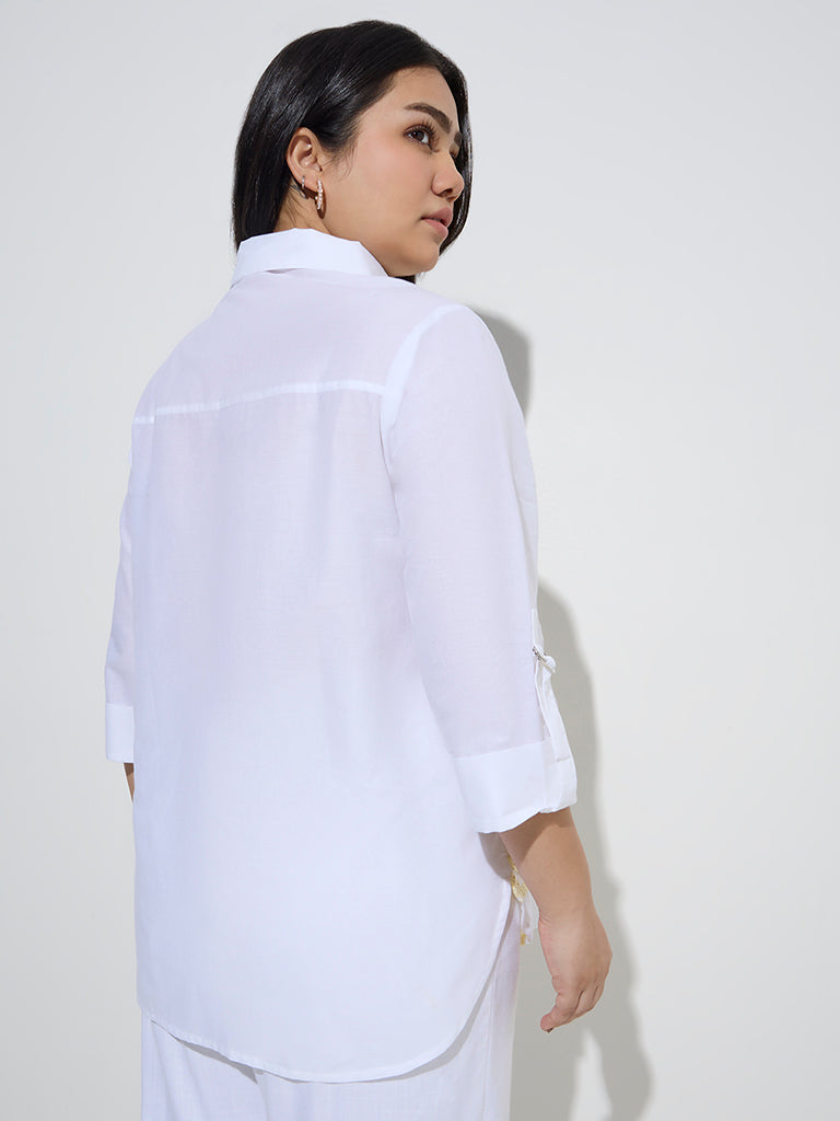 Gia White Embroidered Cotton Shirt - Image 4