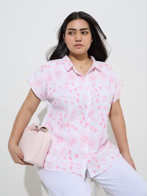 Gia White Floral Embroidered Cotton Shirt