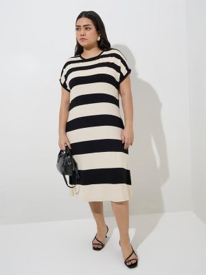 Gia Black Striped Straight Dress