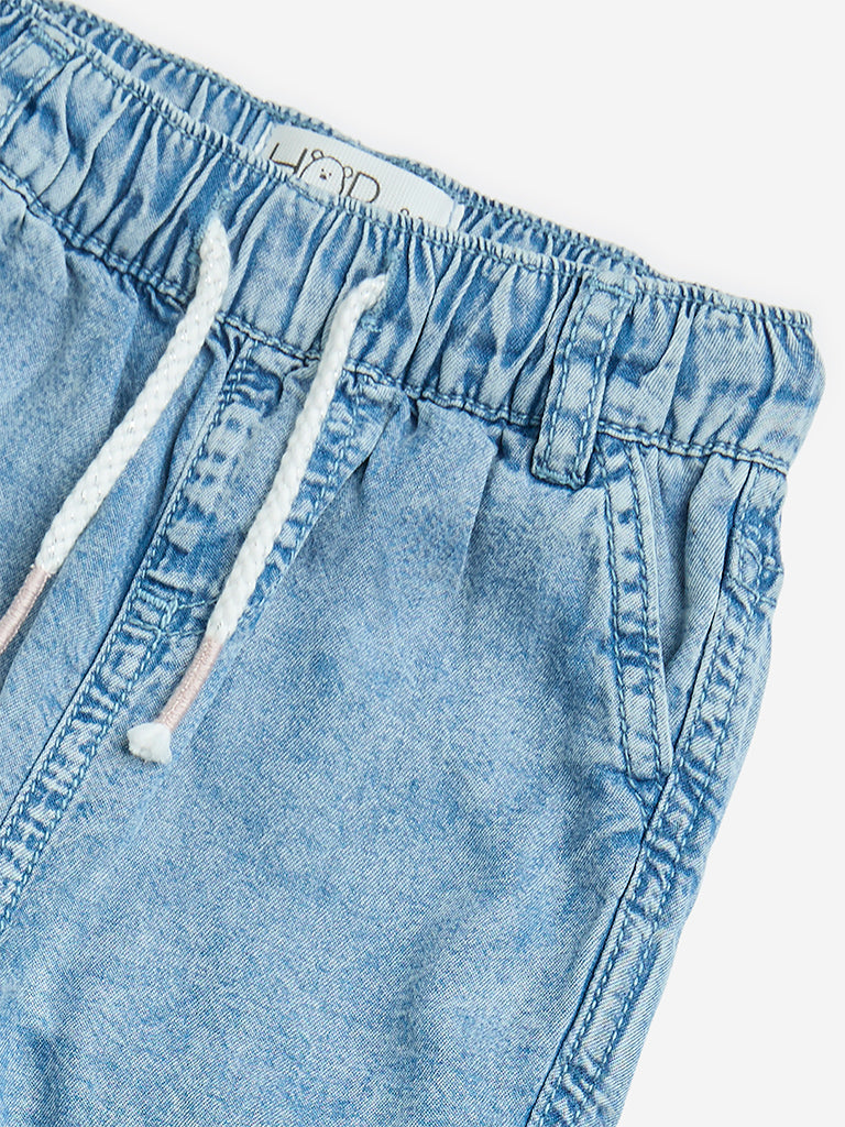 HOP Baby Light Blue High-Rise Denim Joggers - Image 4