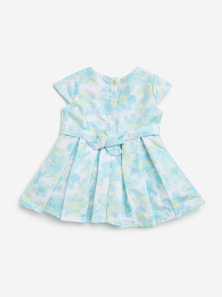 HOP Baby Blue Floral Patterned Fit-and-Flare Dress - Image 2