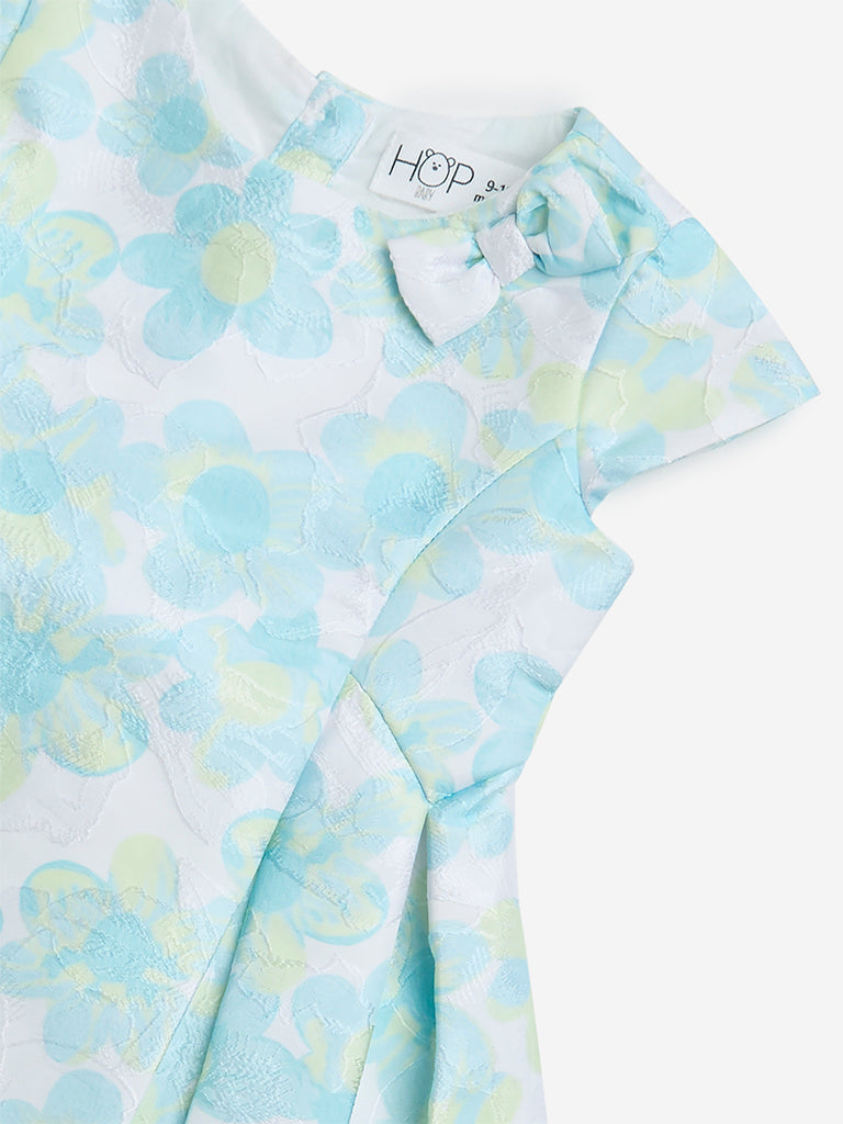 HOP Baby Blue Floral Patterned Fit-and-Flare Dress - Image 3