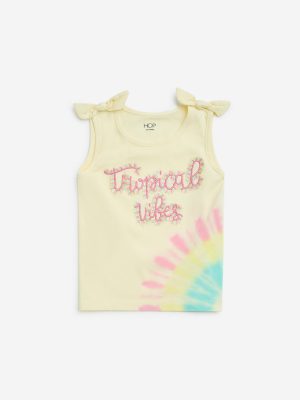HOP Kids Light Yellow Text Design Cotton Top