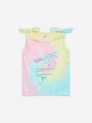 HOP Kids Multicolour Tie-Dye Design Cotton Top