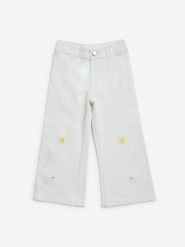 HOP Kids White Straight-Fit High-Rise Jeans