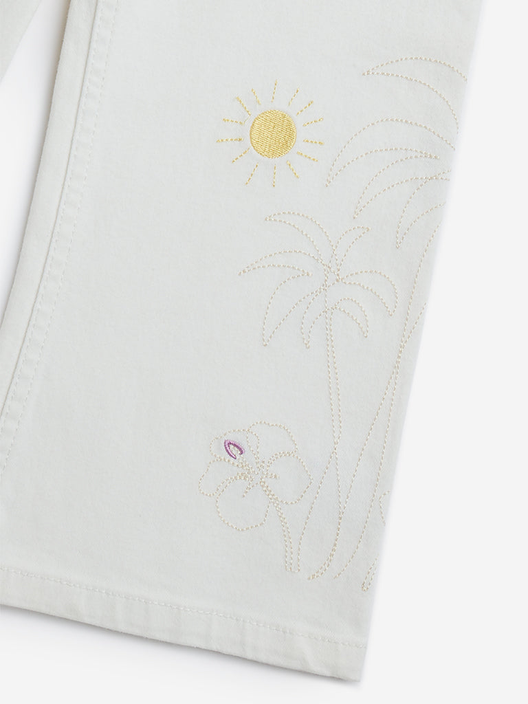 HOP Kids White Straight-Fit High-Rise Jeans - Image 4