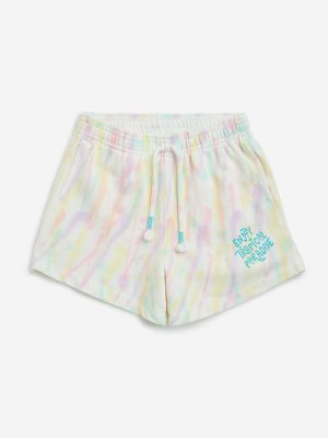 HOP Kids Multicolour Text Design High-Rise Cotton Shorts