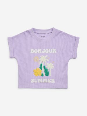 HOP Kids Lilac Tropical Design Knitted Cotton Top