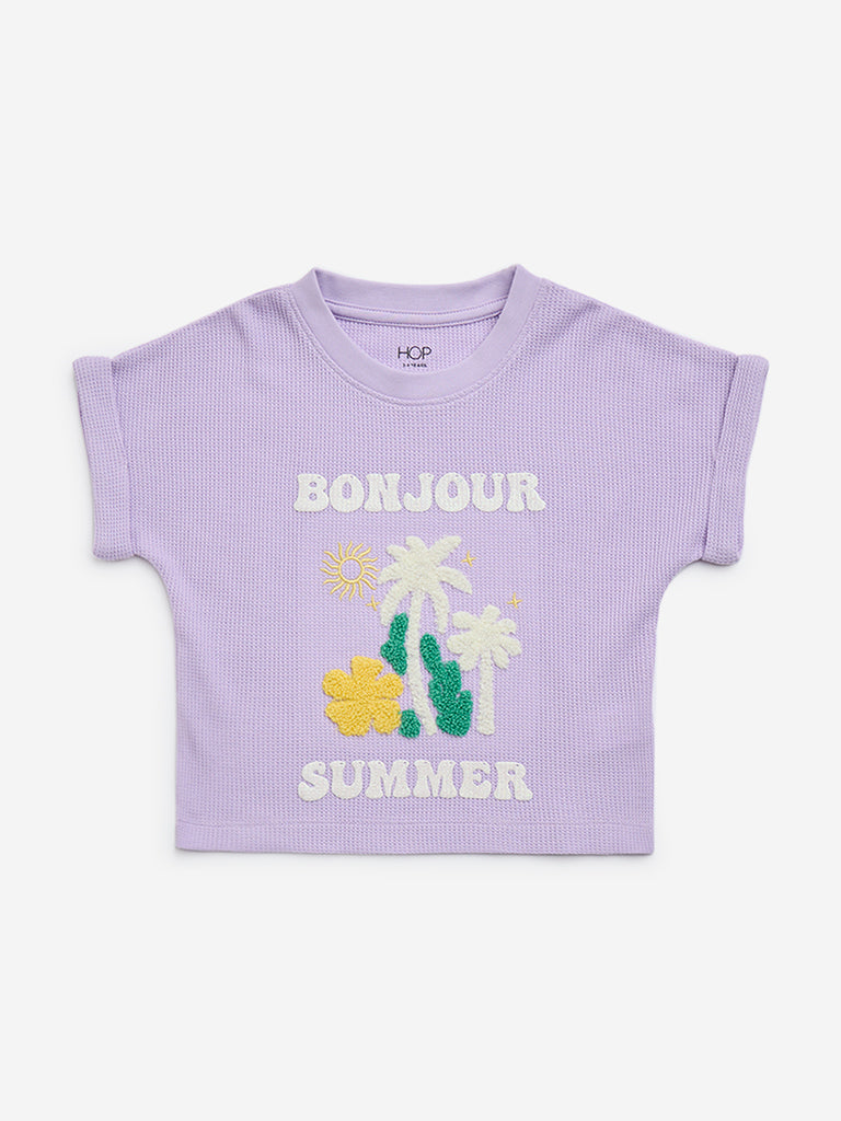 HOP Kids Lilac Tropical Design Knitted Cotton Top