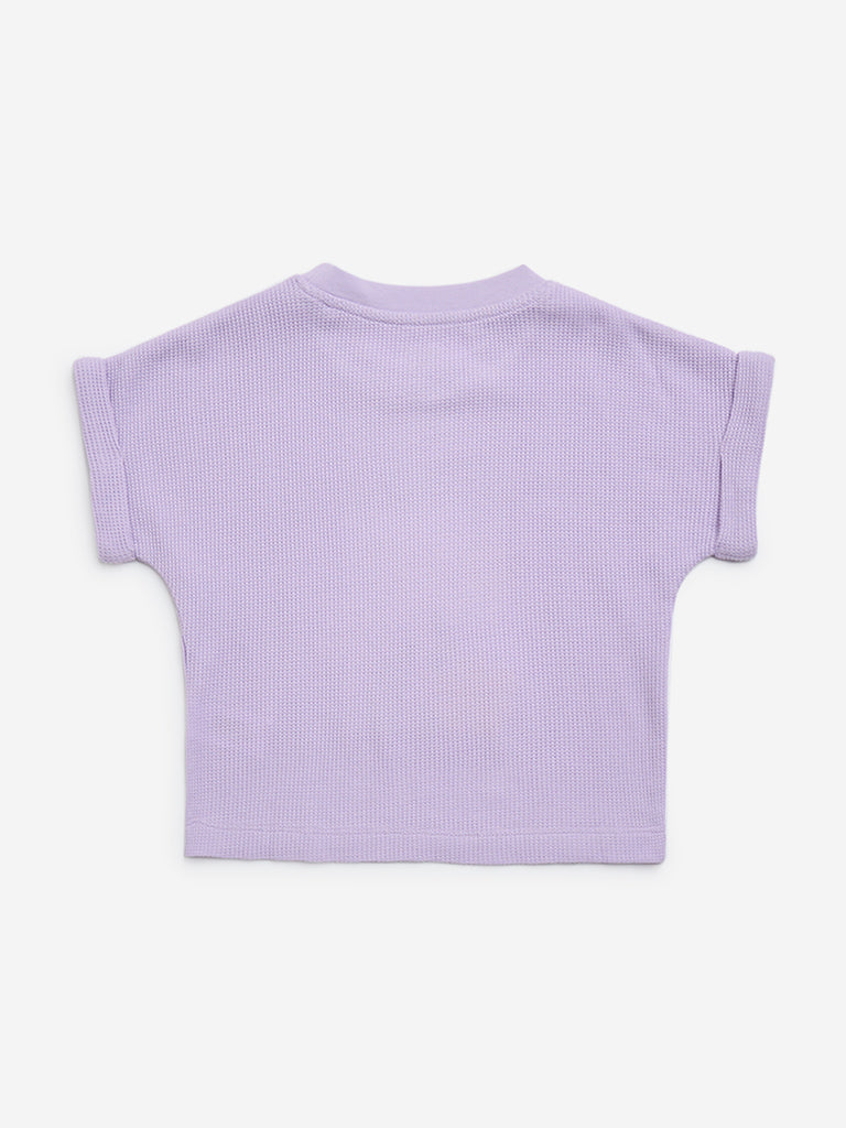 HOP Kids Lilac Tropical Design Knitted Cotton Top - Image 2
