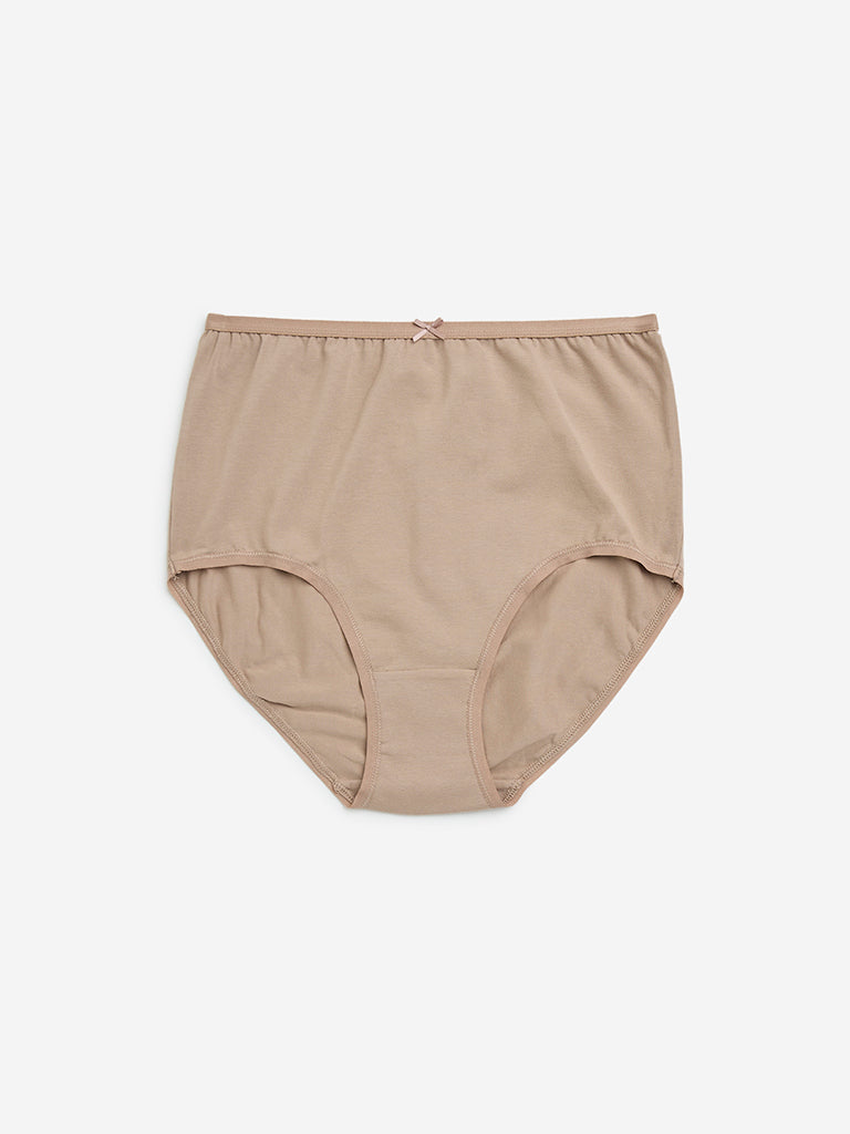 Wunderlove Taupe Printed Cotton-Blend Briefs - Pack of 3 - Image 8