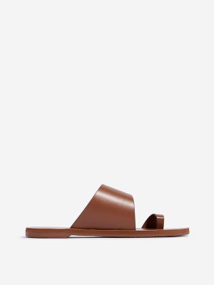 LUNA BLU Tan Toe-Ring Slides