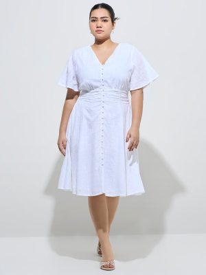 Gia White Cotton A-Line Dress
