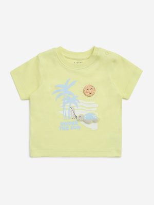 HOP Baby Yellow Tropical Design Cotton T-Shirt