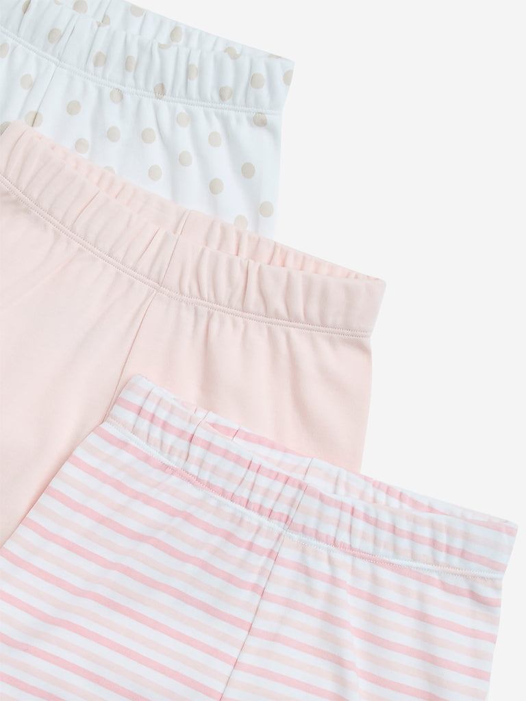 HOP Baby Pink Printed Cotton Shorts - Pack of 3 - Image 3