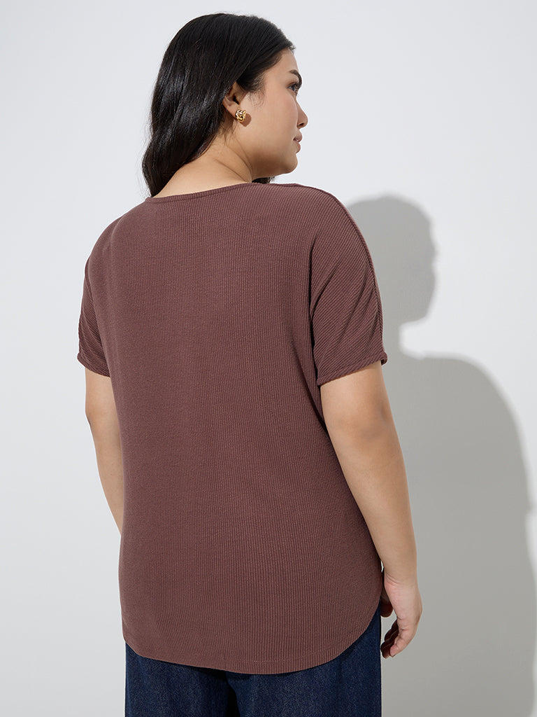 Gia Brown Ribbed-Textured Top - Image 4