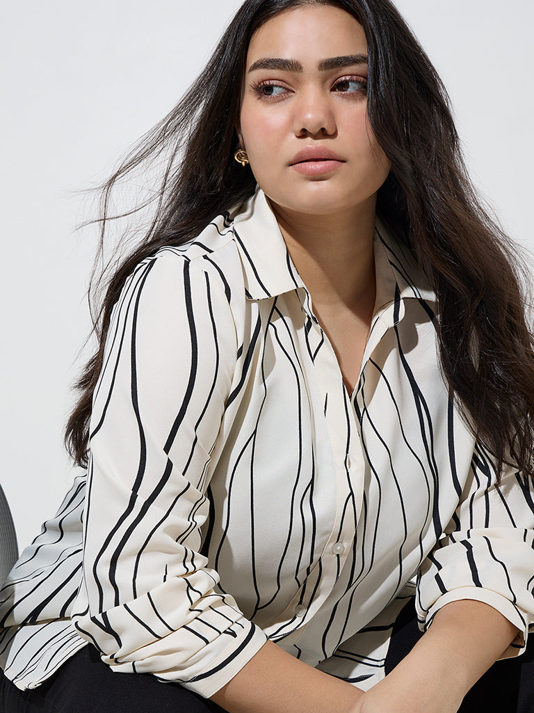 Gia Off-White Abstract Patterned Shirt