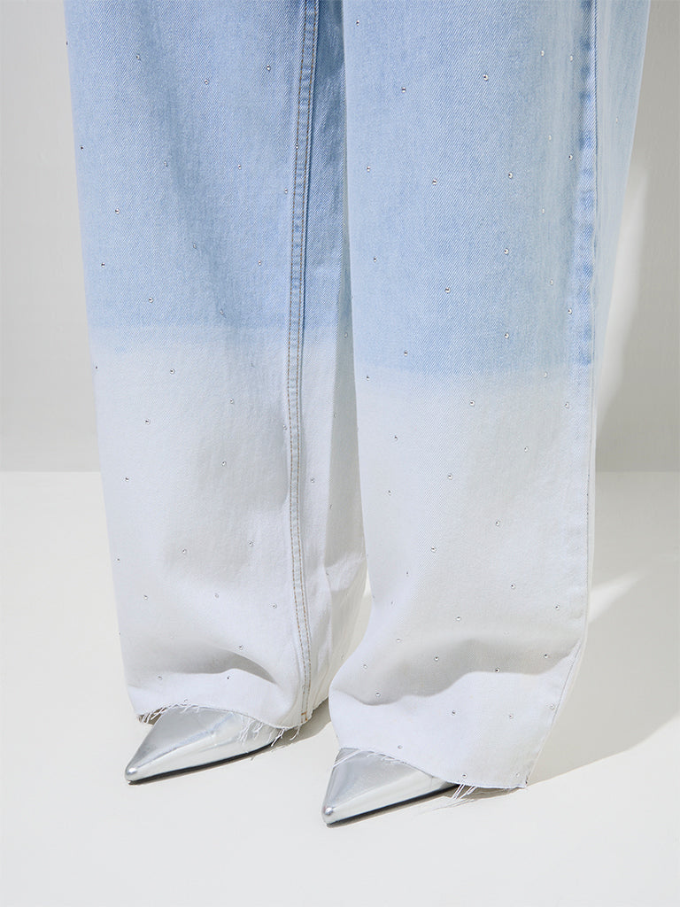 Nuon Light Blue Ombre Relaxed-Fit High-Rise Jeans - Image 2