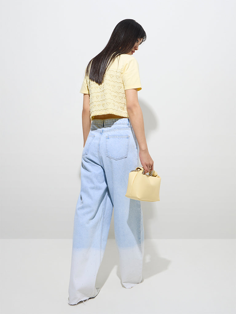 Nuon Light Blue Ombre Relaxed-Fit High-Rise Jeans - Image 4