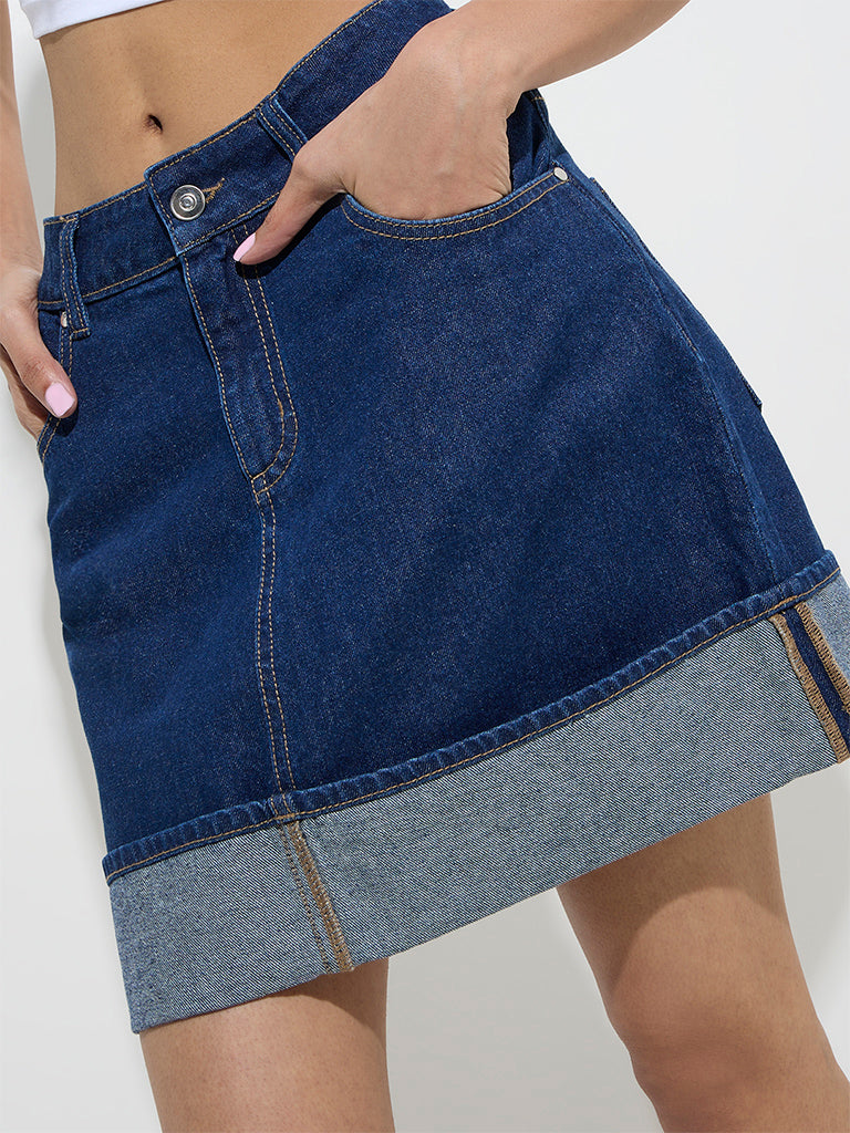 Nuon Dark Blue High-Rise Denim Skirt - Image 2