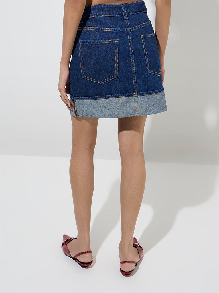 Nuon Dark Blue High-Rise Denim Skirt - Image 4