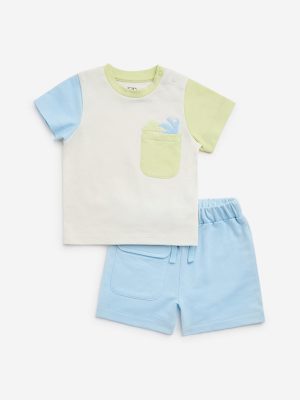 HOP Baby Multicolour Cotton T-Shirt with Shorts Set