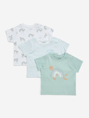 HOP Baby Sage Printed Cotton T-Shirts - Pack of 3