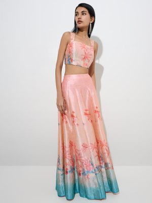 Vark Peach Tropical Printed Blouse