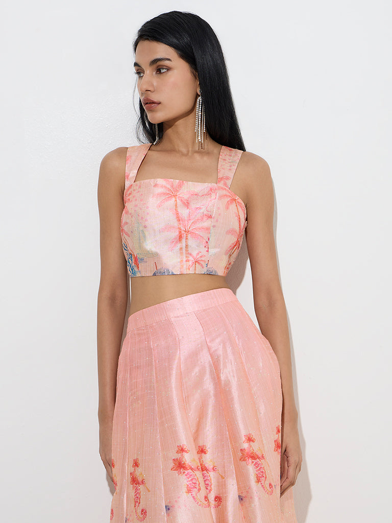 Vark Peach Tropical Printed Blouse - Image 3