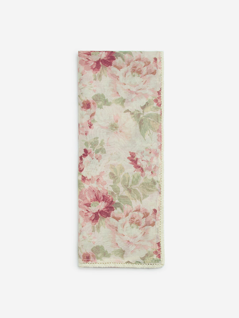 Zuba Multicolour Floral Design Cotton-Blend Stole