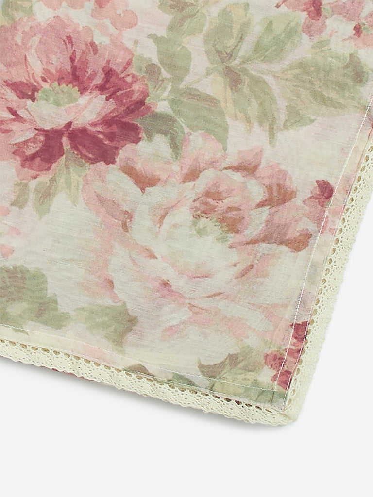 Zuba Multicolour Floral Design Cotton-Blend Stole - Image 3