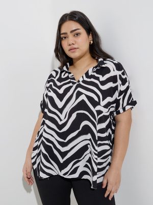 Gia Black Abstract Design Blouse