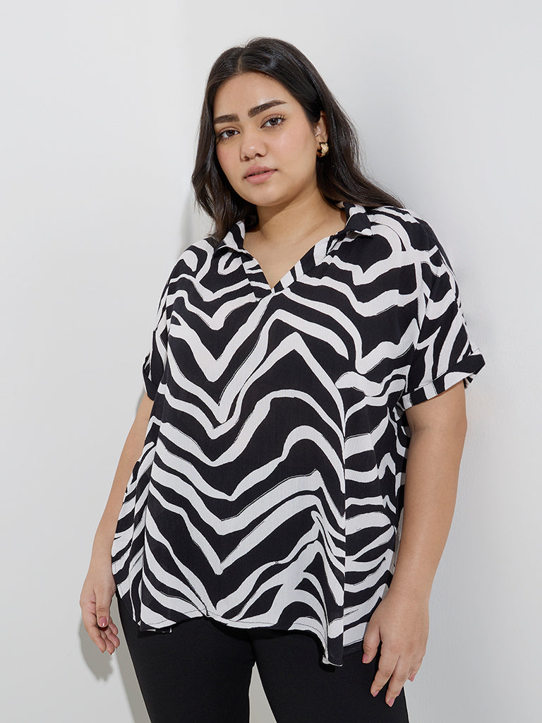 Gia Black Abstract Design Blouse