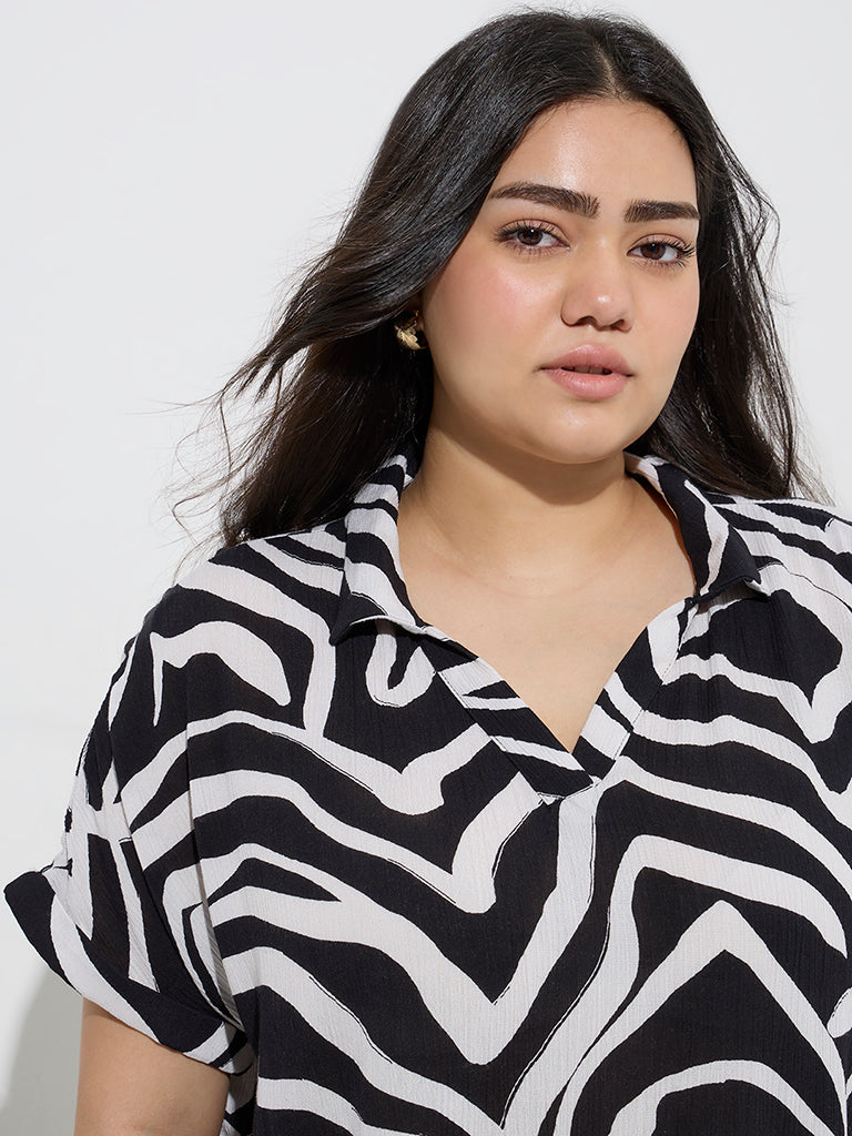 Gia Black Abstract Design Blouse - Image 2