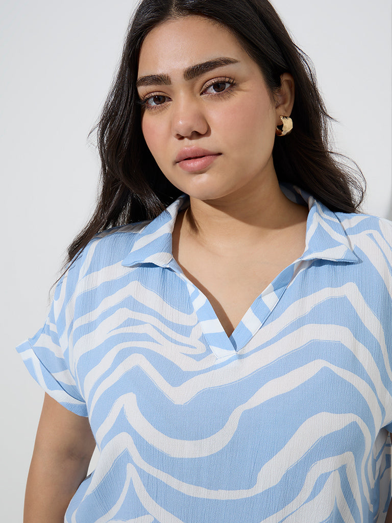 Gia Blue Abstract Printed Blouse - Image 2