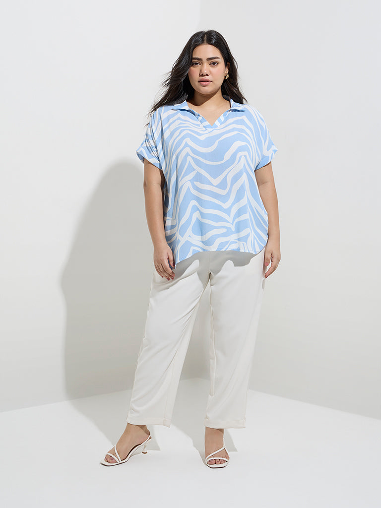 Gia Blue Abstract Printed Blouse - Image 3