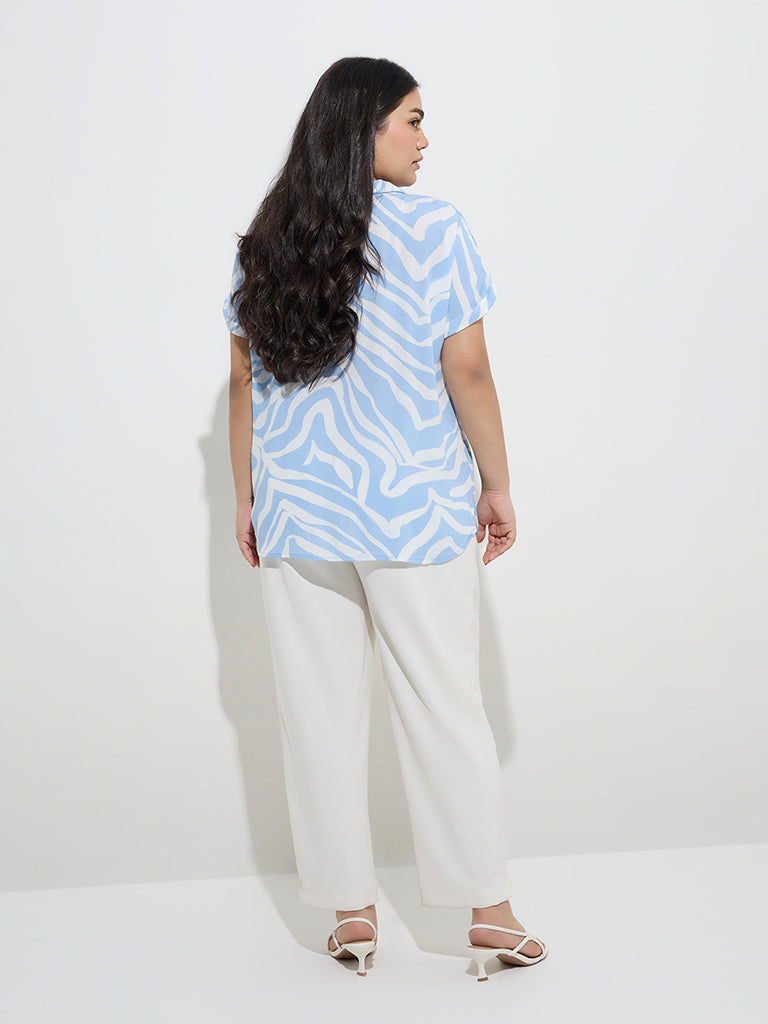 Gia Blue Abstract Printed Blouse - Image 4