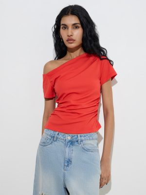 Nuon Red Ruched Top