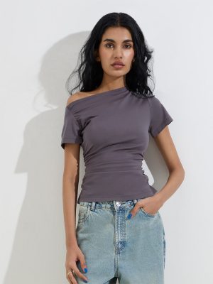 Nuon Grey Ruched Top