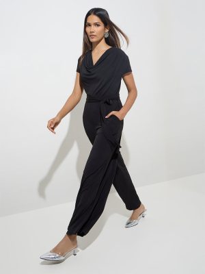Wardrobe Solid Black Jumpsuit