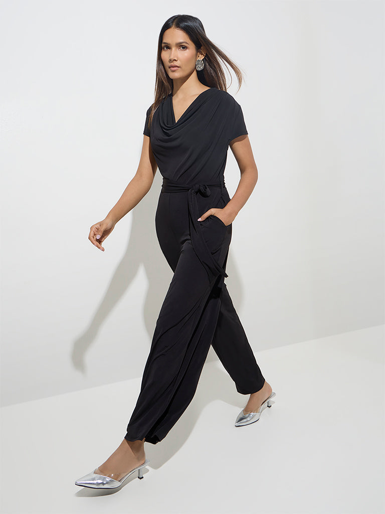Wardrobe Solid Black Jumpsuit