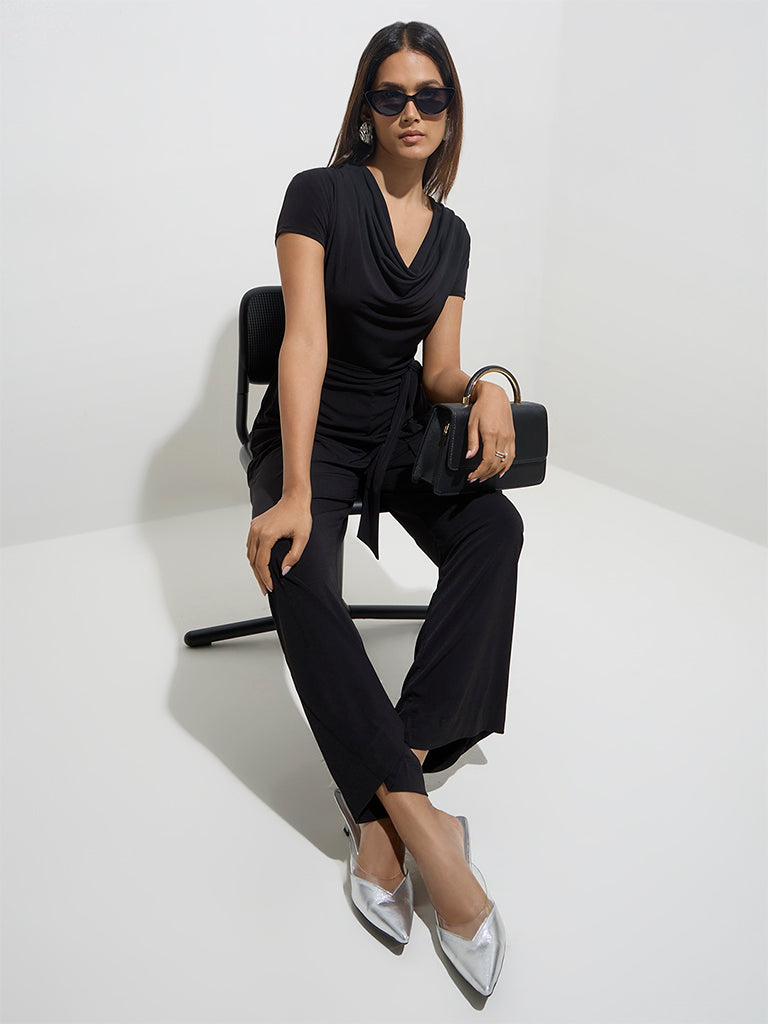Wardrobe Solid Black Jumpsuit - Image 3