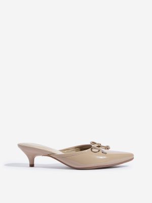 LUNA BLU Taupe Bow Designed Mules
