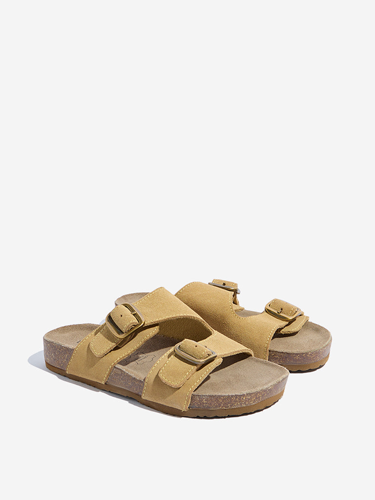 LUNA BLU Yellow Dual-Strap Leather Sandals - Image 2